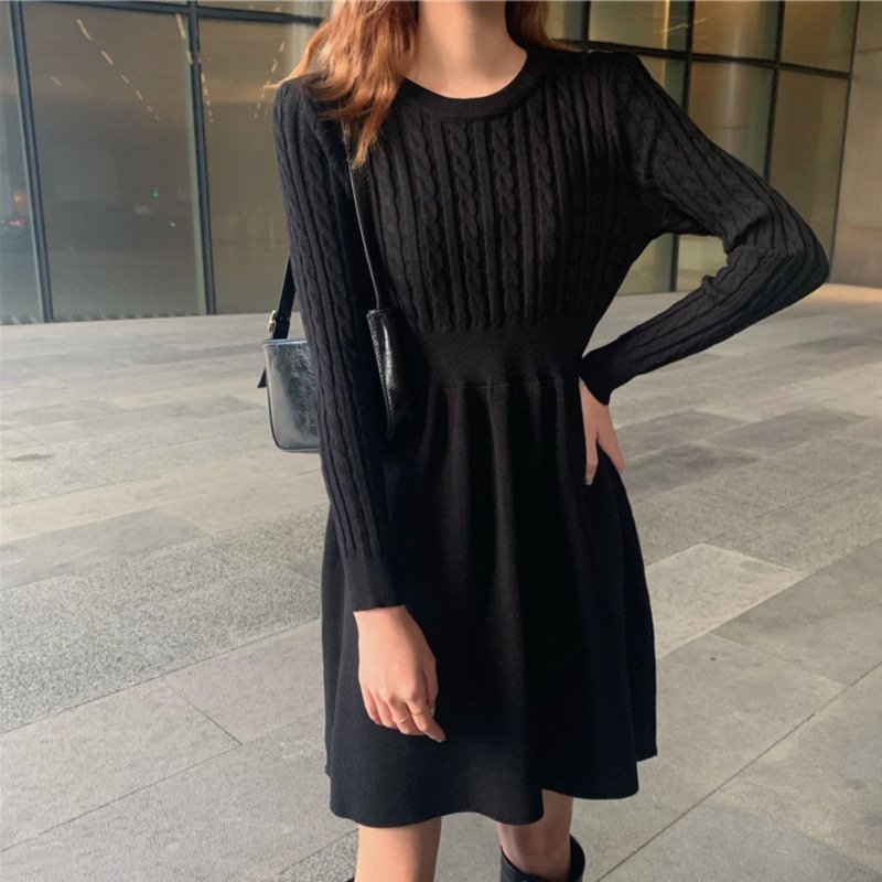 Autumn And Winter Temperament Waist-controlled Base Ride Dress - Image 2