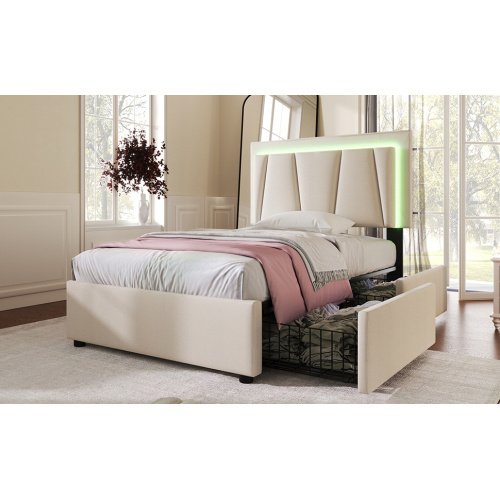 Wooden Storage Bed Bed Frame Size 90cmx200cm - Image 6