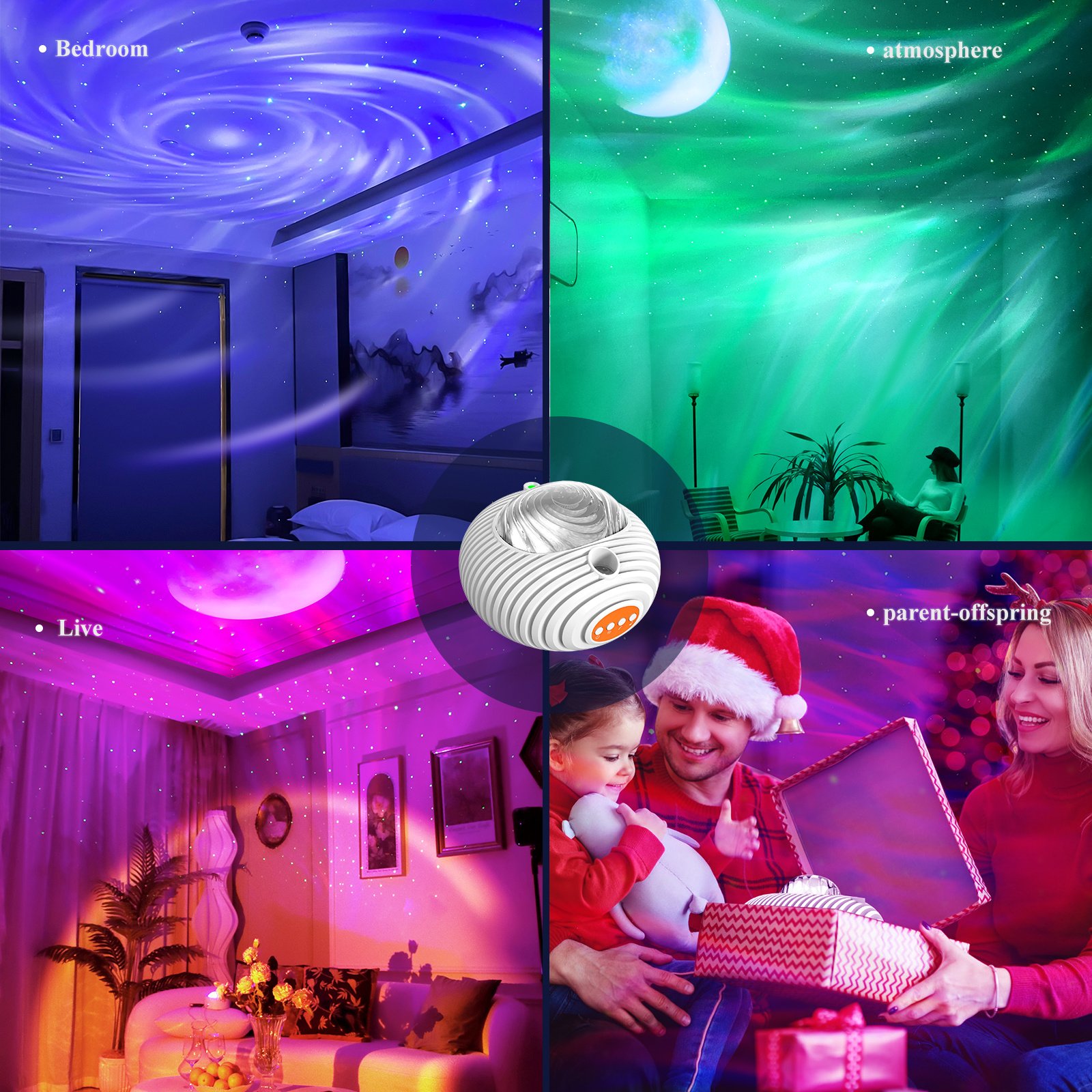 2023 New Double Effect Northern Lights Projector Lamp Milky Way Atmosphere Lamp Starry Sky Lamp White Noise Projector Lamp With Rometes - Image 5