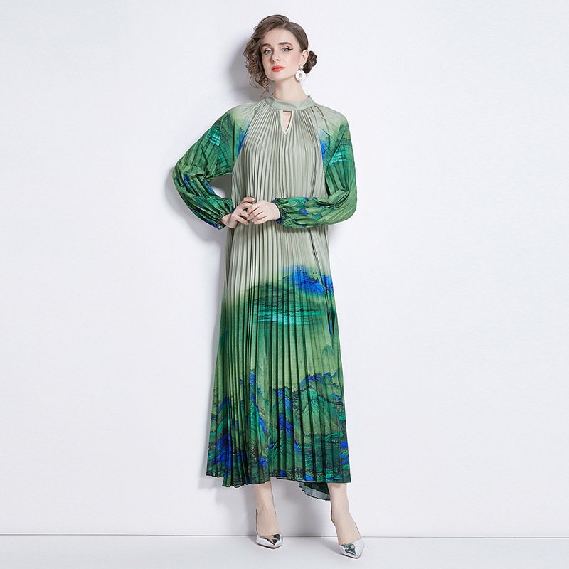 Pleated Tassel Belt Dress Women - Image 2