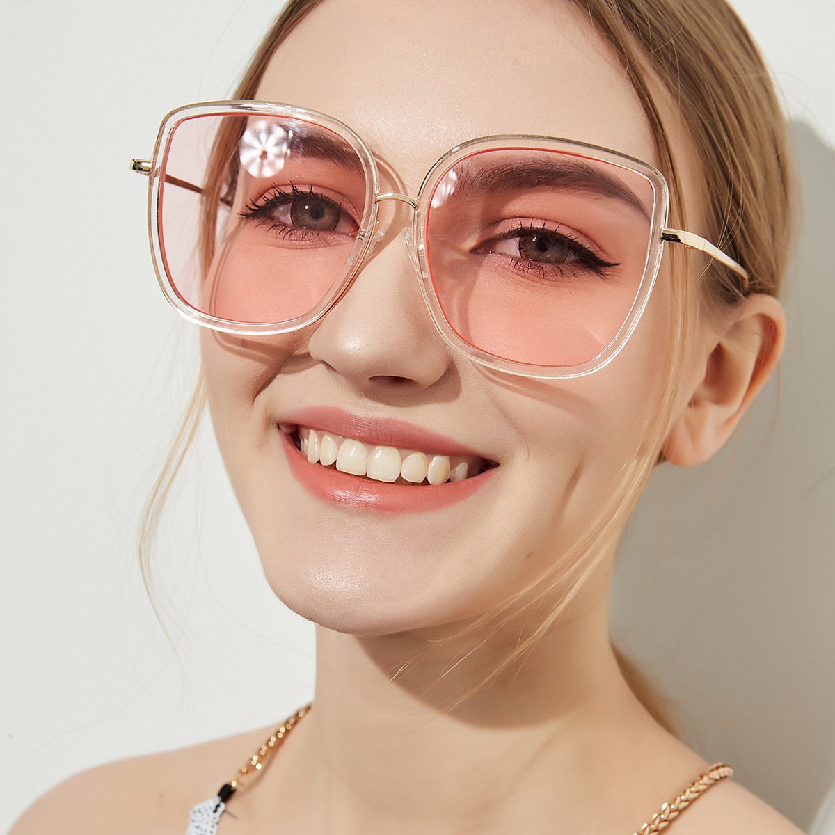Big Square Sunglasses Women Transparent Frame Ocean Color Lens Glasses Vintage Sunglasses - Image 5