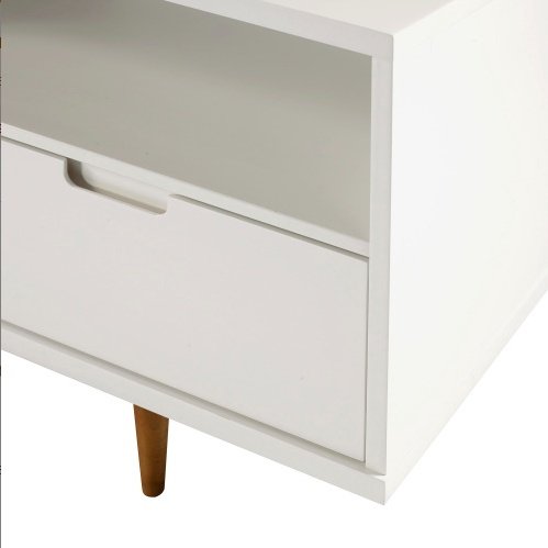 Mid-Century Modern 3-Drawer Solid Wood TV Stand For TVs Up To White - Image 3