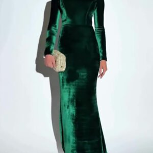 Velvet Backless Long-sleeve Maxi Dress