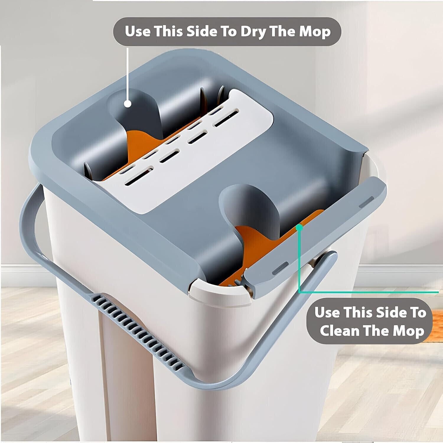 UK Multi Functional Wash Dry Mop And Bucket Set Flat Squeeze 10 Pads - Image 7
