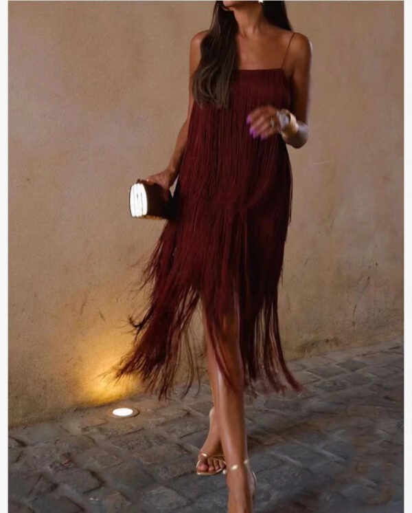 Fashion Suspenders Party Tassel Dress Women - Image 6