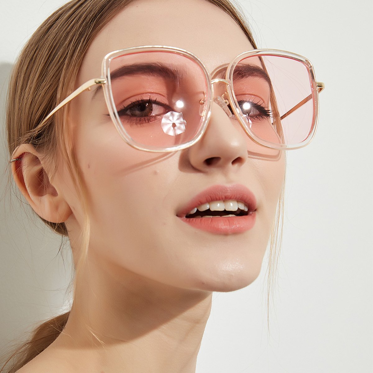 Big Square Sunglasses Women Transparent Frame Ocean Color Lens Glasses Vintage Sunglasses - Image 8