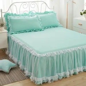 Korean Style Lace One-piece Princess Bedspread Lace Bed Cover Thick Mattress Protection Cover Sheet - Image 8