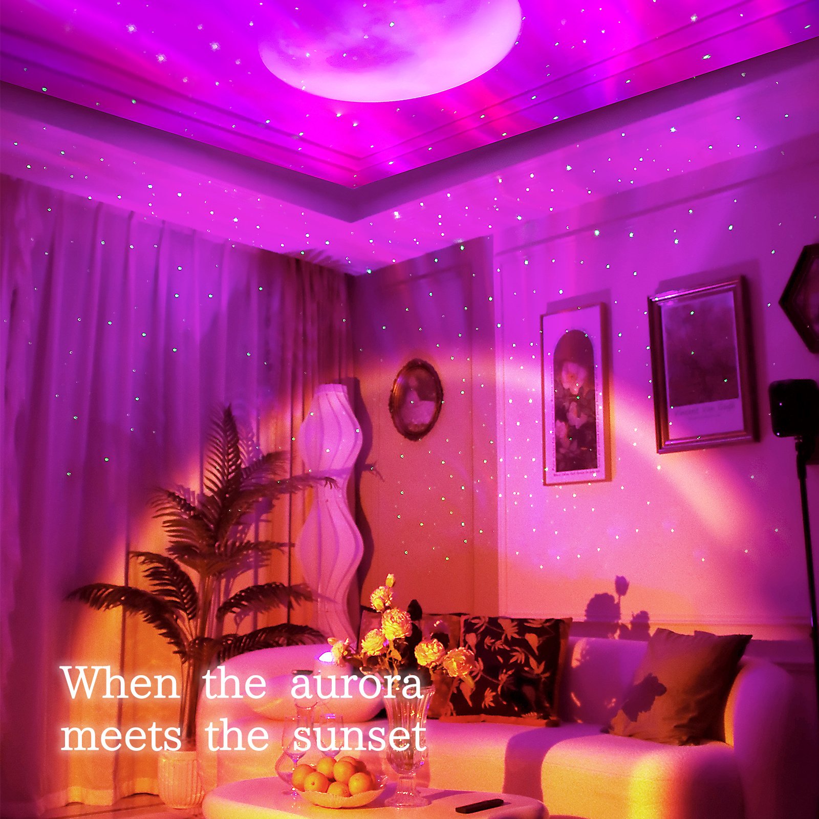 2023 New Double Effect Northern Lights Projector Lamp Milky Way Atmosphere Lamp Starry Sky Lamp White Noise Projector Lamp With Rometes - Image 2