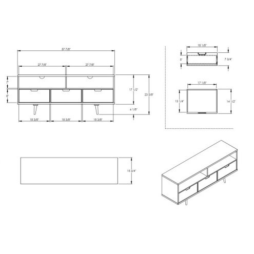 Mid-Century Modern 3-Drawer Solid Wood TV Stand For TVs Up To White - Image 5