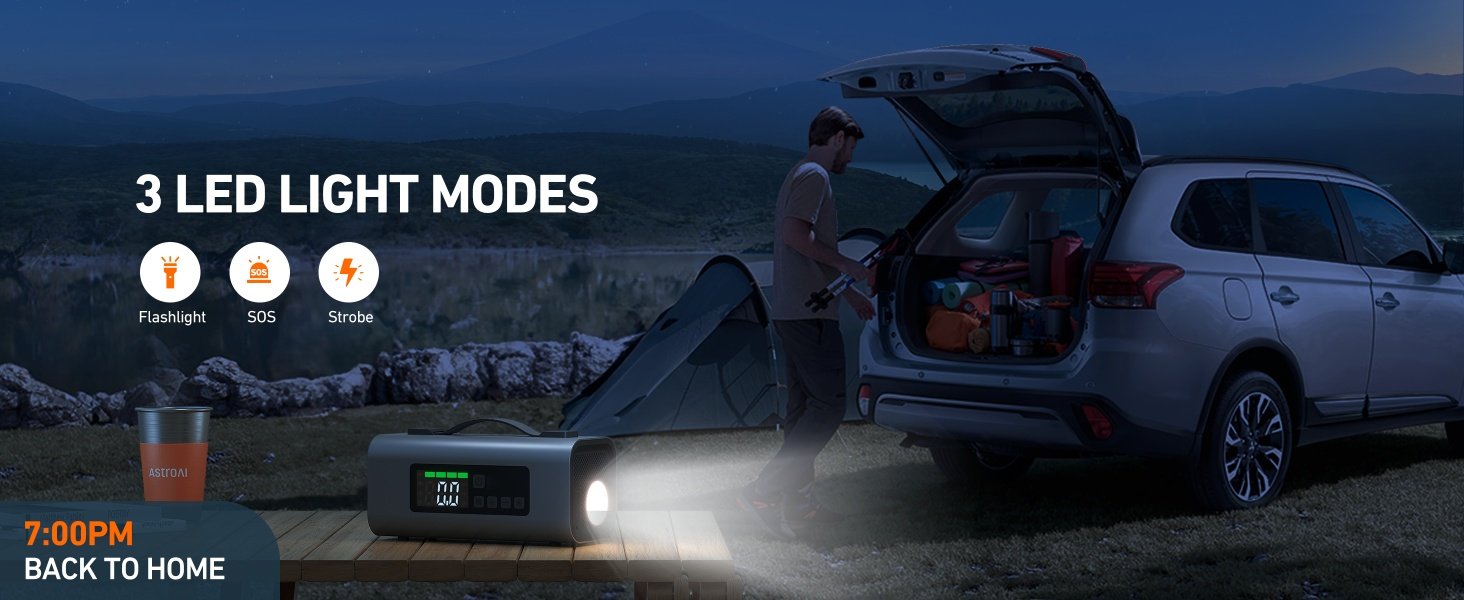 Jump Starter With Air Compressor And Air Pump, 2500A Battery Jump Starter With 150PSI Tire Inflator, Up To 7.5L Gas 5.0L Diesel Engine, 2 LED Screen For Car Tires, Air Mattress, Inflatables - Image 3