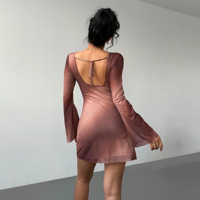 Women's Fashion Double Layer Printed Waist-controlled Dress - Image 6