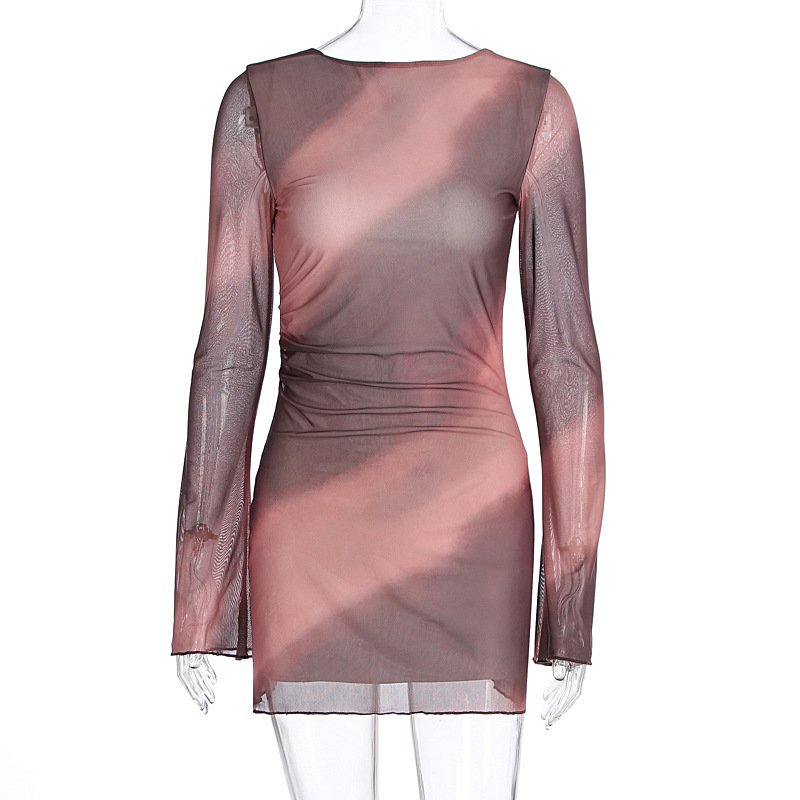 Women's Fashion Double Layer Printed Waist-controlled Dress - Image 2