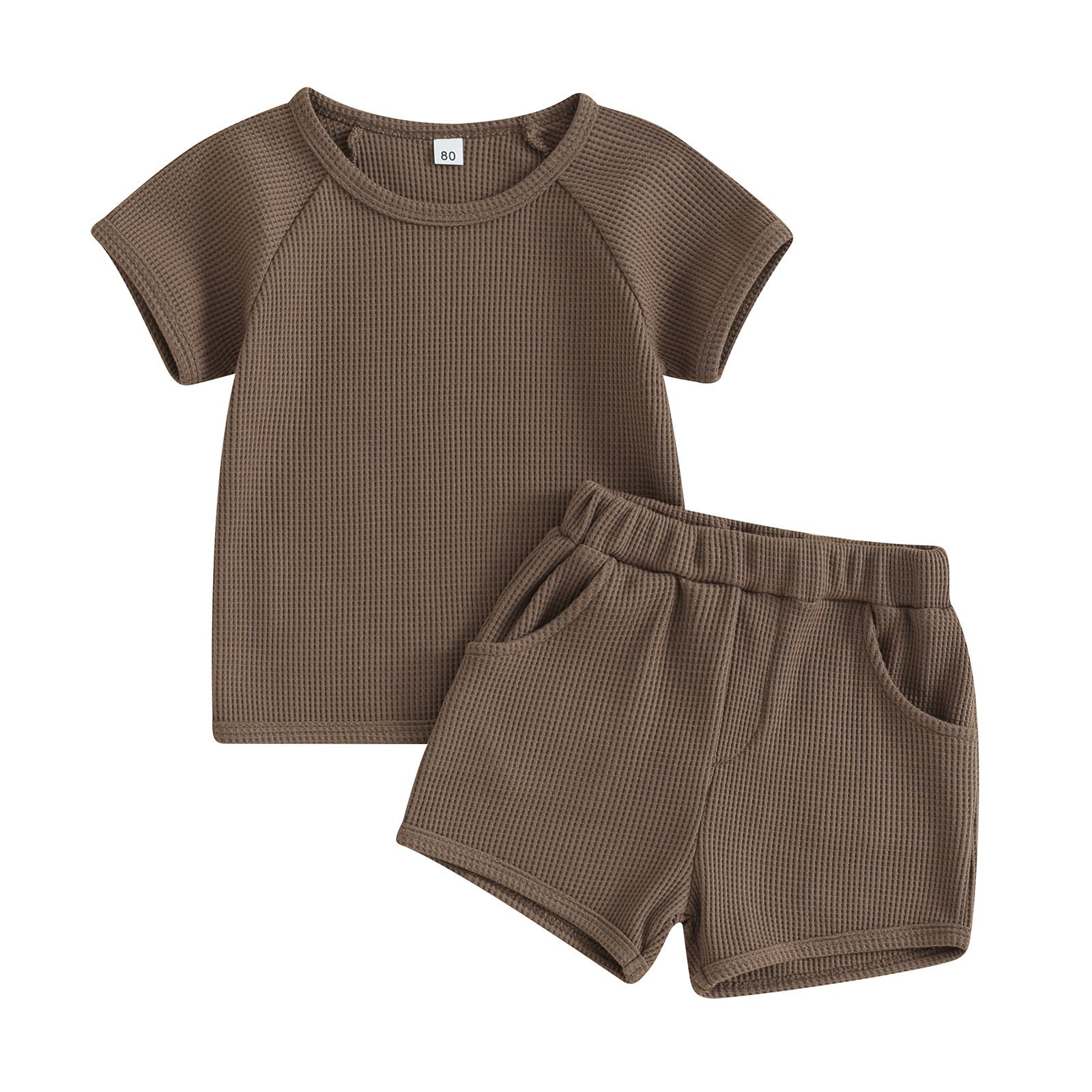 Waffle Short-sleeved Shorts Two-piece Baby Clothes Comfort And Casual - Image 5