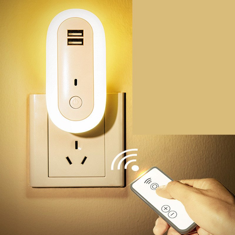 USB Remote Control Wall Lamp Timing Dimming Night Light Simple Bedroom Living Room Corridor LED Wall Lamp Socket - Image 4