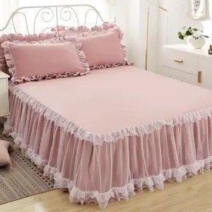 Korean Style Lace One-piece Princess Bedspread Lace Bed Cover Thick Mattress Protection Cover Sheet - Image 6