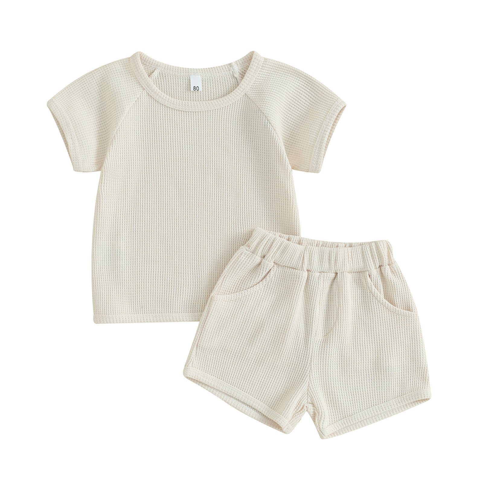 Waffle Short-sleeved Shorts Two-piece Baby Clothes Comfort And Casual - Image 7