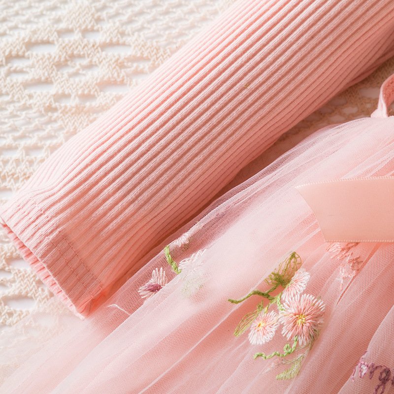 Flower Embroidery Mesh Princess Dress Girl Christmas Show Dress - Image 7