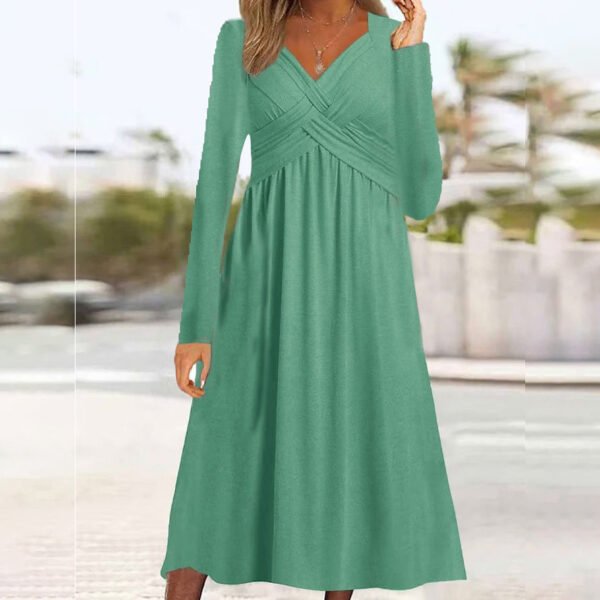 European And American Autumn And Winter New Long Sleeve Casual Loose Cross Dress Women - Image 8