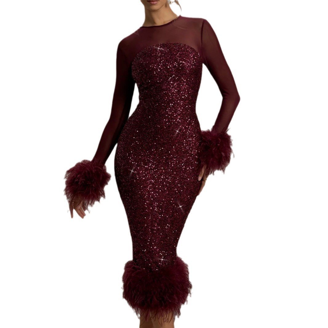 Women's Party Dress Long Sleeve Sequin - Image 5