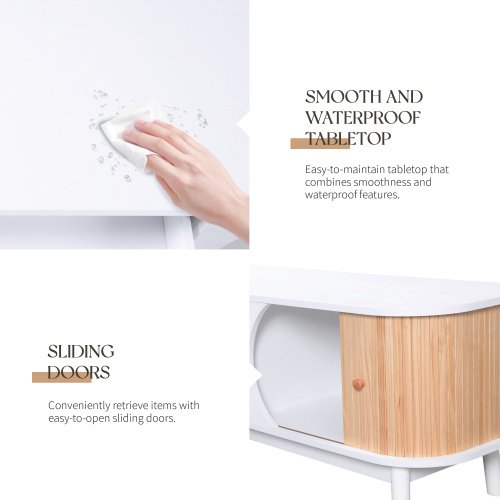 Rattan TV Stand For TVs Up To 75'', Modern Farmhouse Media Console, Entertainment Center With Solid Wood Legs, TV Cabinet For Living Room,Home Theatre - Image 2