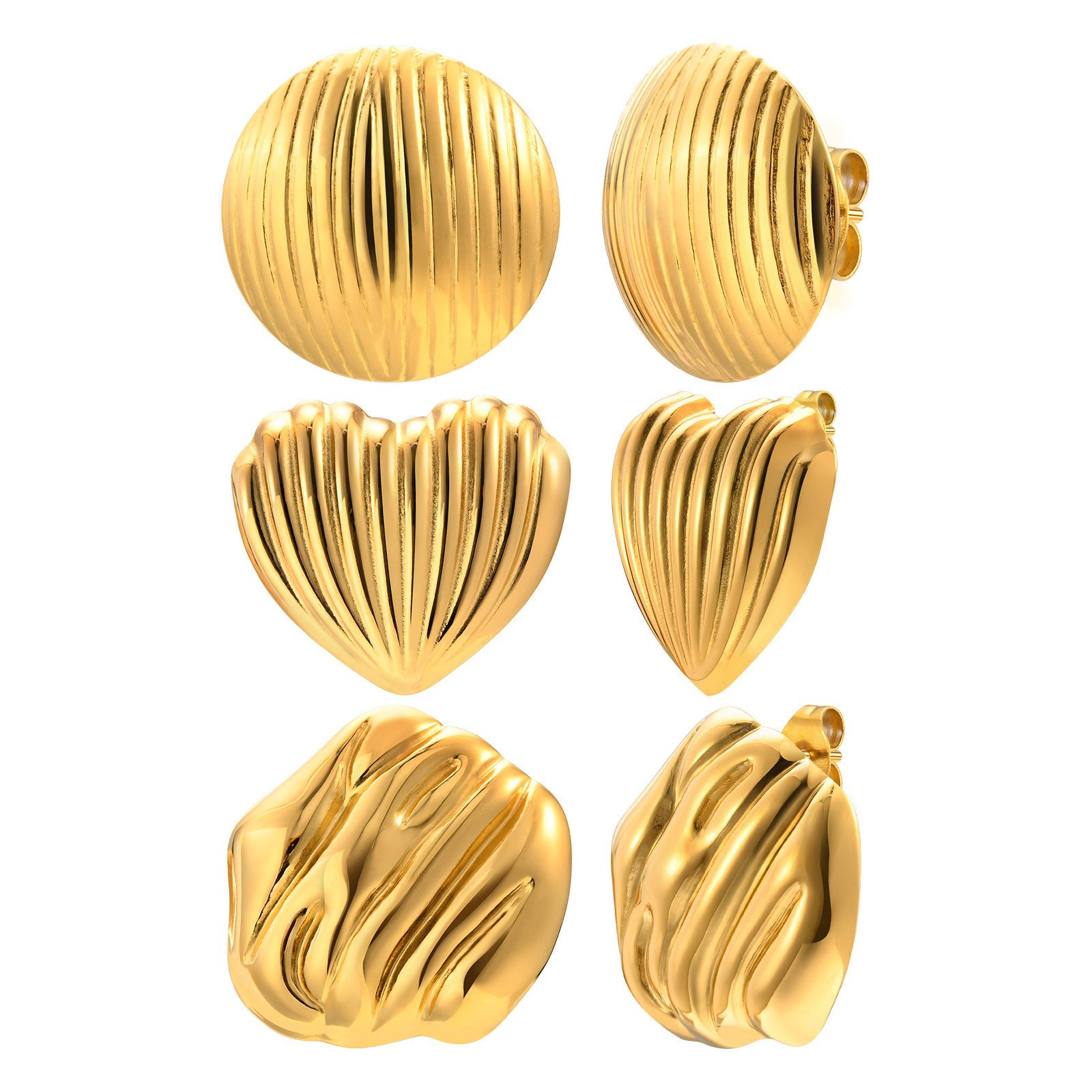 Gold Oval Earrings Retro Style - Image 6