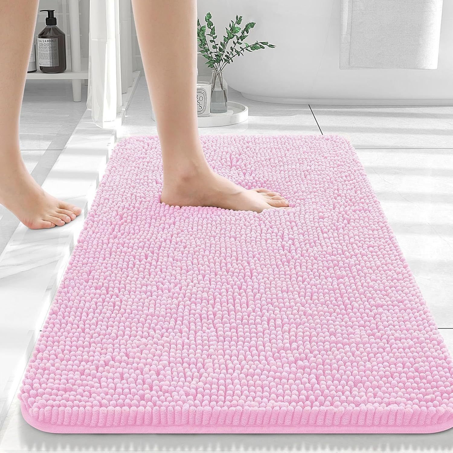 Long Wool Chenille Floor Mat Absorbent Carpet Plain Non-slip Bathroom Bedroom Pedal - Image 7