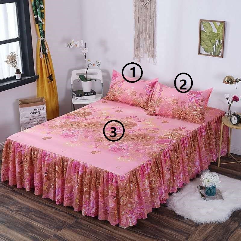 Bed Skirt Pillowcase 3 Woolly Bedsheet Bedding Set Bedspread - Image 2