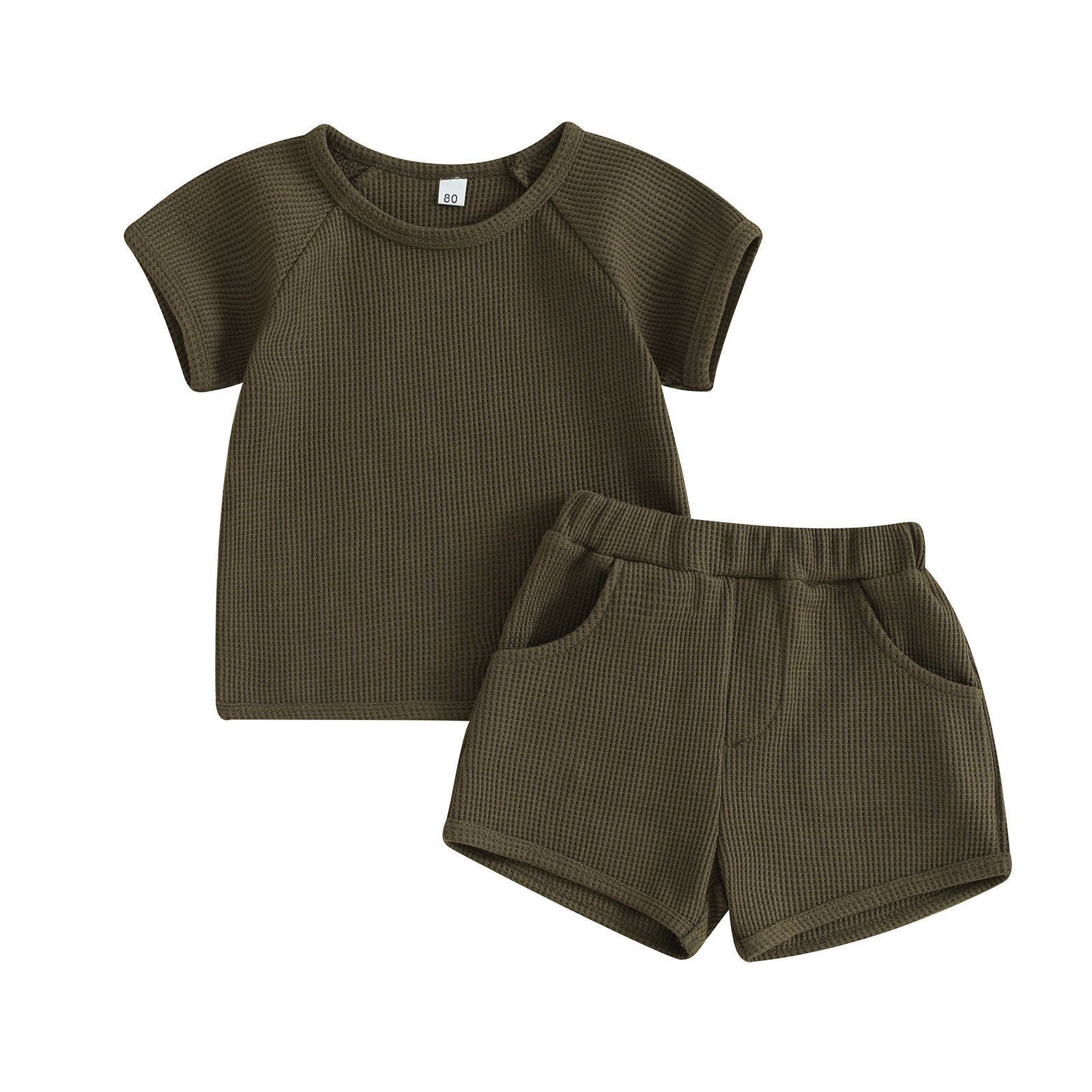 Waffle Short-sleeved Shorts Two-piece Baby Clothes Comfort And Casual - Image 2
