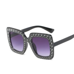 Large Square Frame With Rhinestones Sunglasses Personality Street Style Fashion Glasses Summer