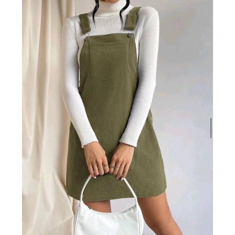 Spring Corduroy Loose Sleeveless Suspender Dress - Image 8