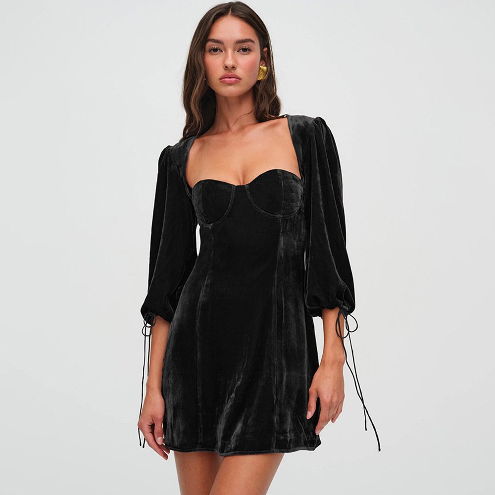 Women's Cuff With Strap Backless Dress - Image 2