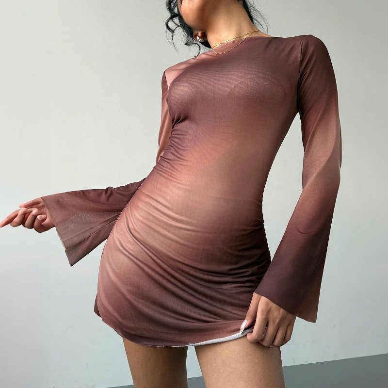 Women's Fashion Double Layer Printed Waist-controlled Dress - Image 3