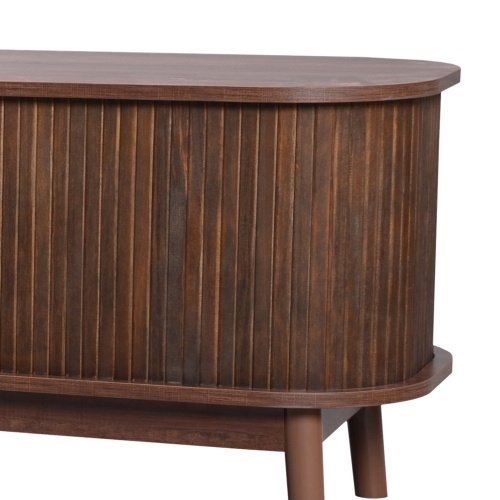 Rattan TV Stand For TVs Up To 75'', Modern Farmhouse Media Console, Entertainment Center With Solid Wood Legs, TV Cabinet For Living Room,Home Theatre - Image 5