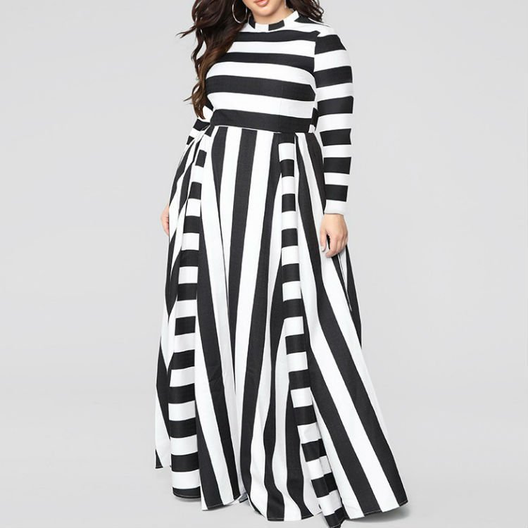 Loose Women''s Dress Plus Size Striped Woman''s Dress - Image 3
