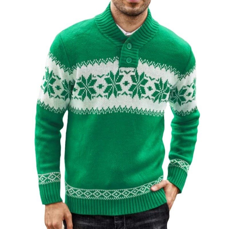 Men's New Pullover Sweater Autumn And Winter Long Sleeved Christmas Casual Fashion Jacquard Knitted Sweater Clothing For Men - Image 2