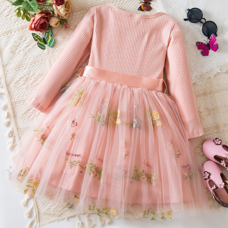 Flower Embroidery Mesh Princess Dress Girl Christmas Show Dress - Image 4