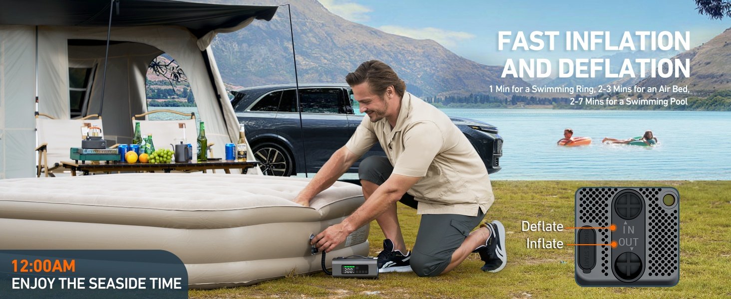 Jump Starter With Air Compressor And Air Pump, 2500A Battery Jump Starter With 150PSI Tire Inflator, Up To 7.5L Gas 5.0L Diesel Engine, 2 LED Screen For Car Tires, Air Mattress, Inflatables - Image 2