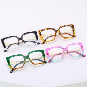 Colorful Color Plain Glasses Glasses Glasses Large Frame Cat Eye Ladies Diamond-studded Glasses Glasses
