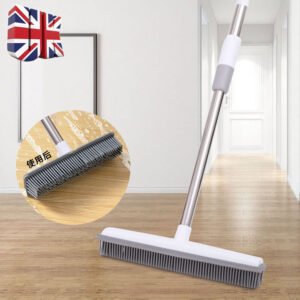 2 In 1 Rubber Broom Brush Pet Hair Remover Bristle Carpet Cleaning Broom UK