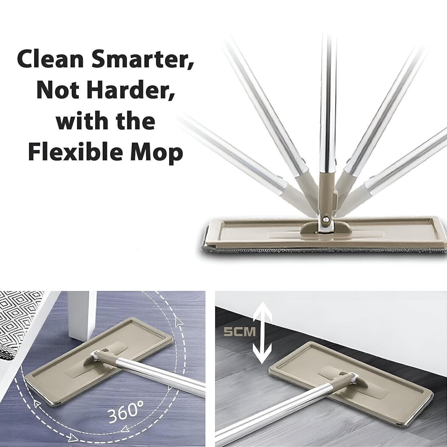 UK Multi Functional Wash Dry Mop And Bucket Set Flat Squeeze 10 Pads - Image 8