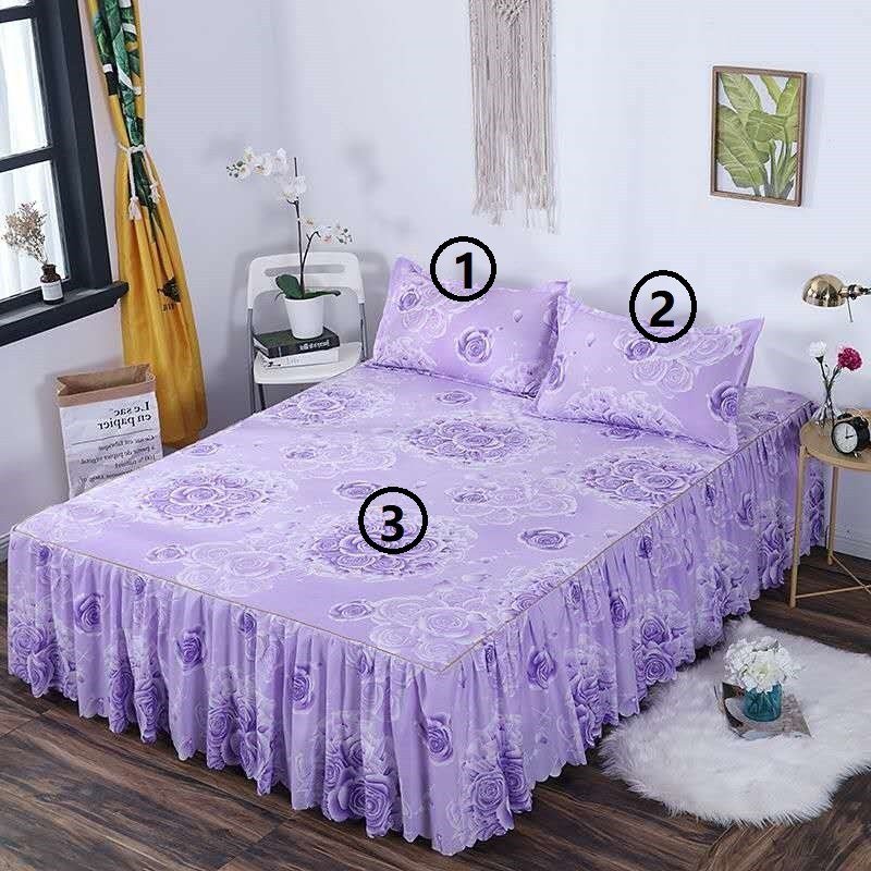 Bed Skirt Pillowcase 3 Woolly Bedsheet Bedding Set Bedspread - Image 10