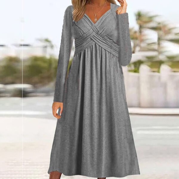 European And American Autumn And Winter New Long Sleeve Casual Loose Cross Dress Women - Image 2