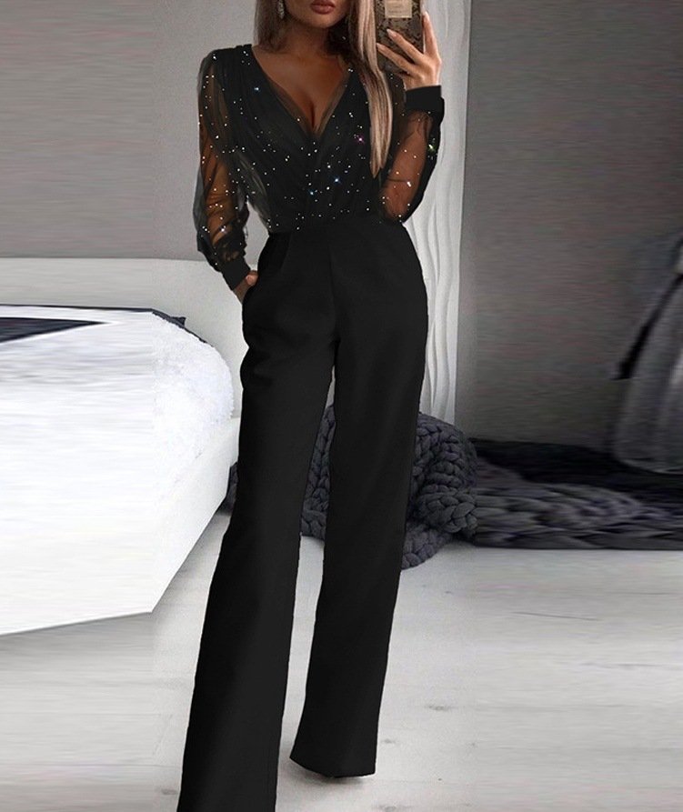 Dusting Powder Stitching High-end Elegant Jumpsuit Women's Clothing - Image 3