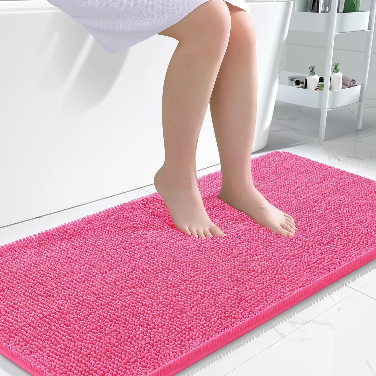 Long Wool Chenille Floor Mat Absorbent Carpet Plain Non-slip Bathroom Bedroom Pedal - Image 6