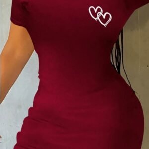 Beach Heart Printed Fashionable Bodycon Dress, Versatile Style