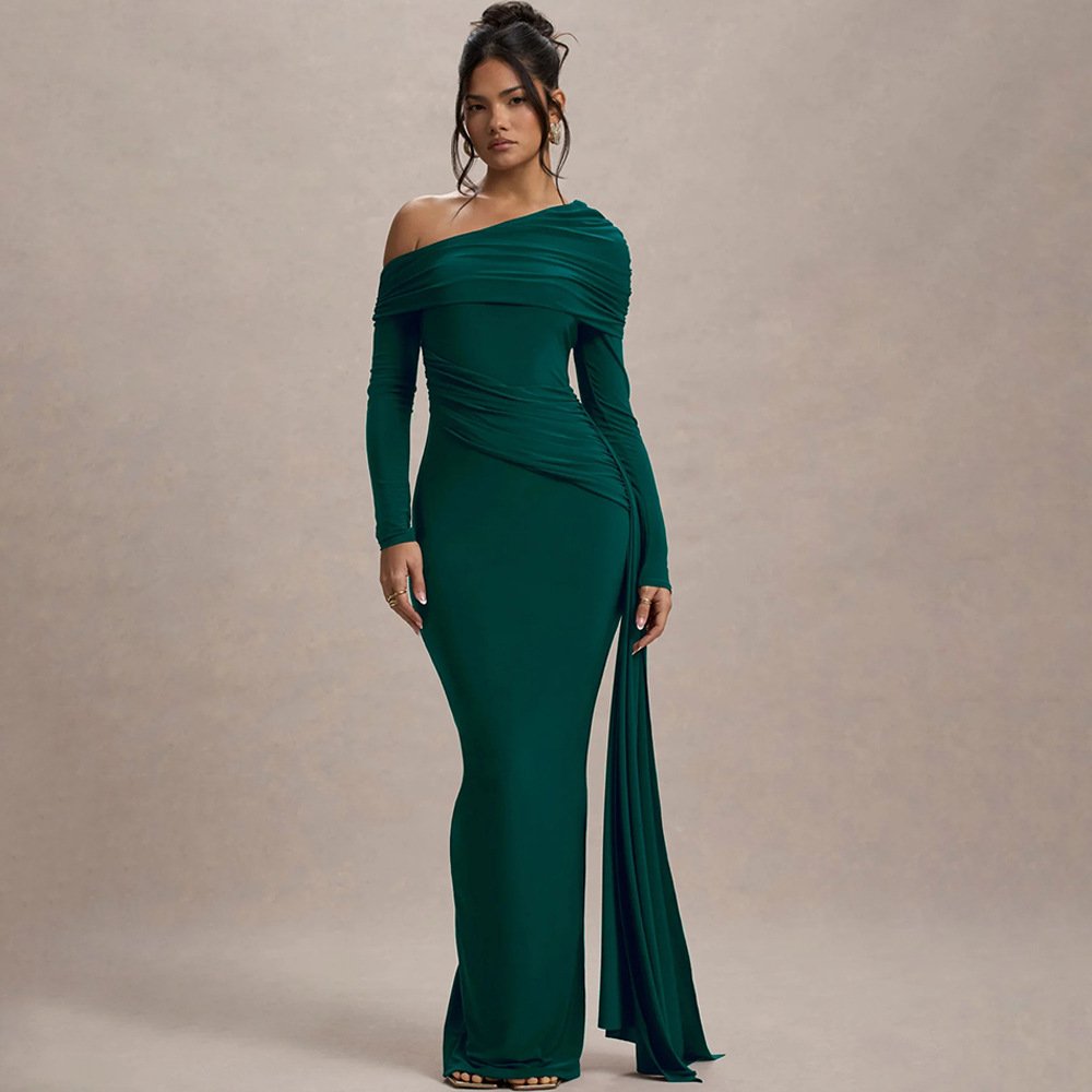 Crossbody Ribbon Sheath Dress Fashionable Pleated - Image 7