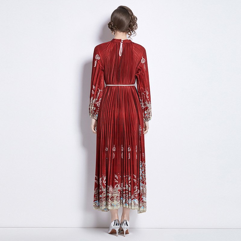 Pleated Tassel Belt Dress Women - Image 4