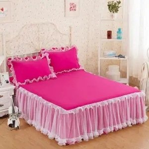 Korean Style Lace One-piece Princess Bedspread Lace Bed Cover Thick Mattress Protection Cover Sheet - Image 3