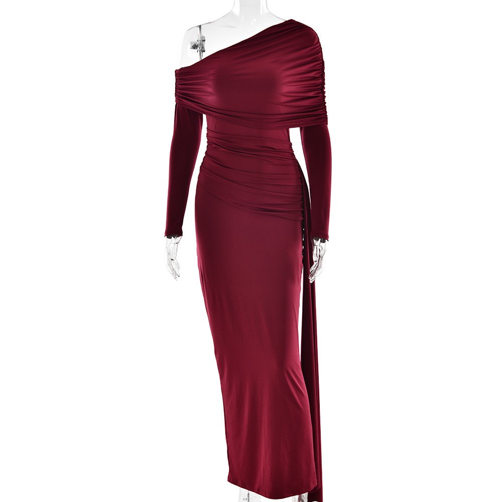 Crossbody Ribbon Sheath Dress Fashionable Pleated - Image 6