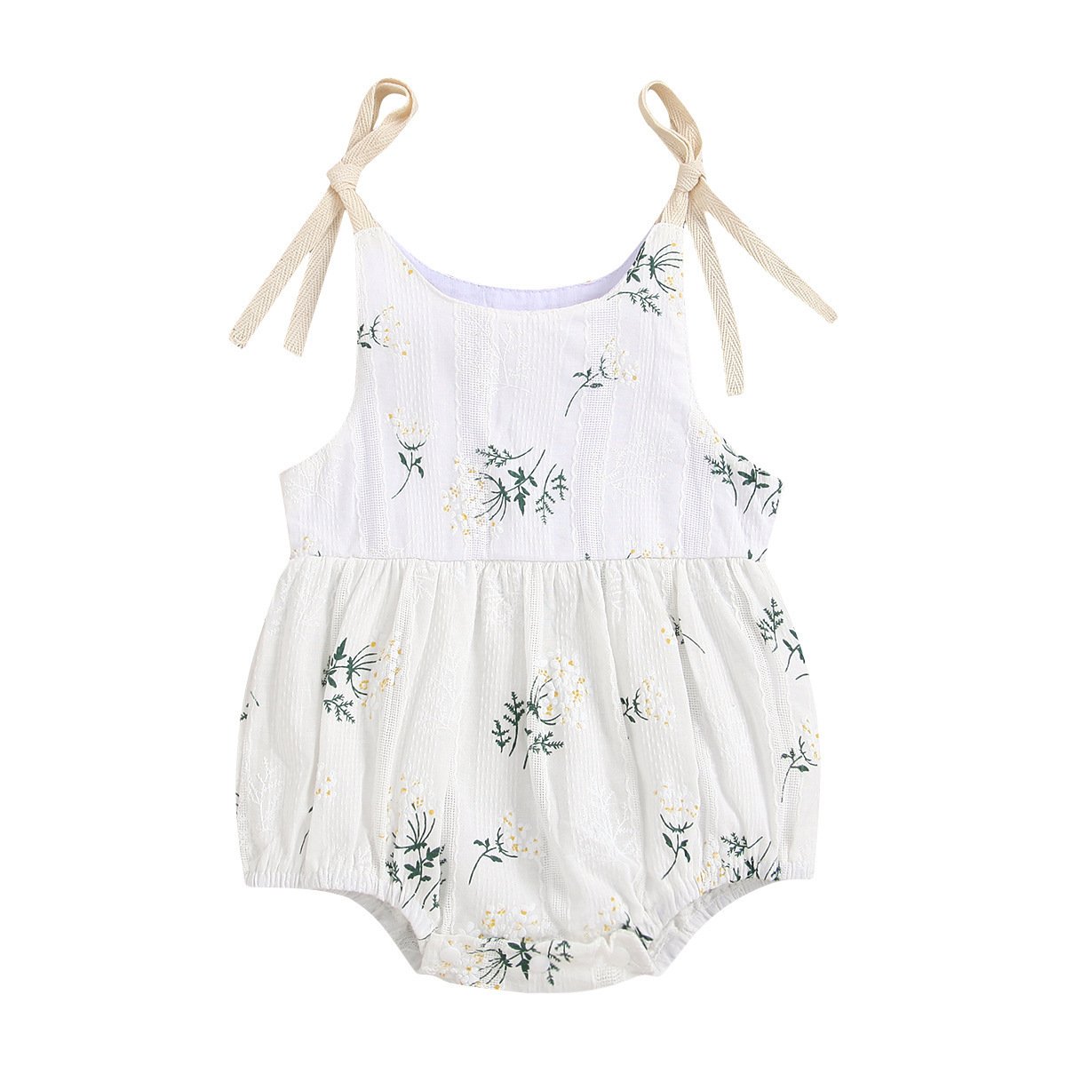 Infant Small Leaves Multi-color Printed Baby Girl Chilren Waistcoat Romper - Image 2